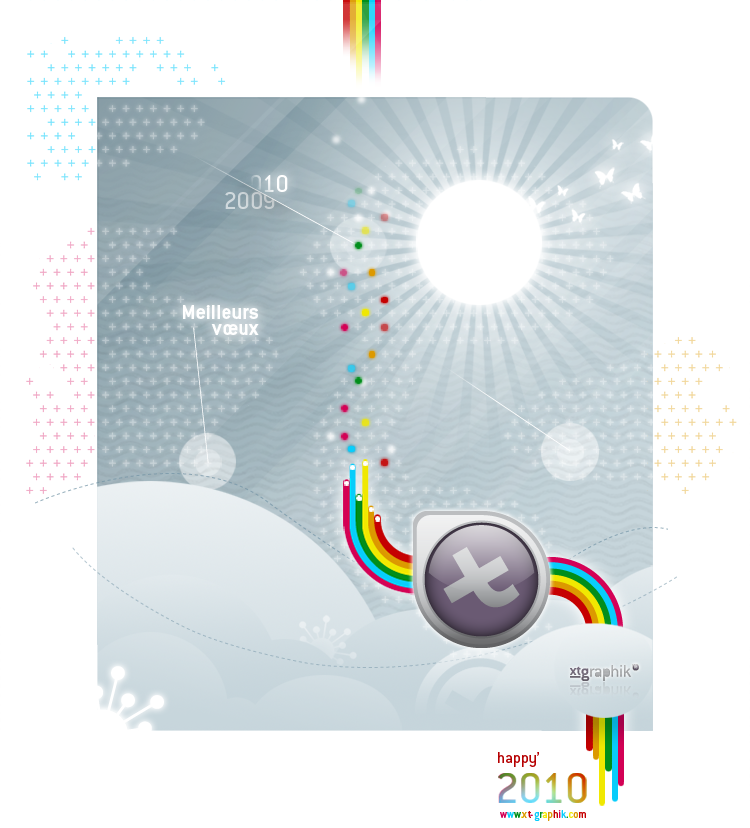 Illustration vectorielle : carte de vœux 2010 du studio xtgraphik