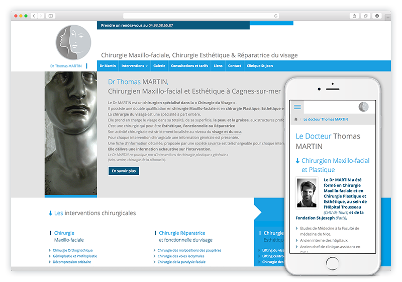 Homepage du site du Docteur Martin, site responsive